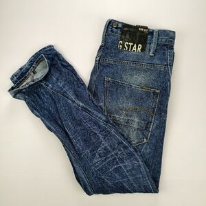 G-Star 3301 Button Fly Jeans Men’s W30L30 Tall 3D Leg Cut Raw Denim Streetwear